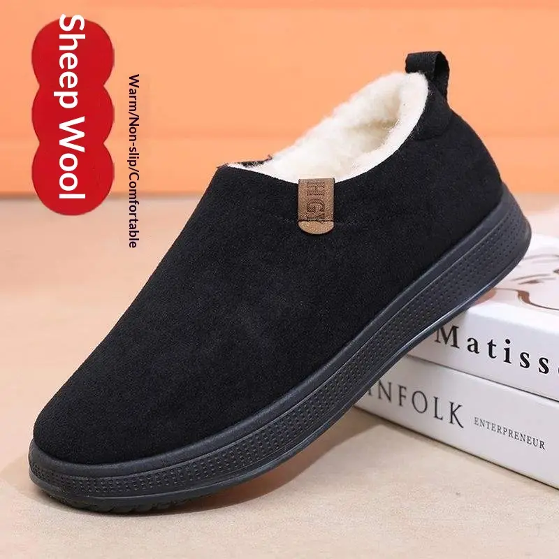 Fleece-lined Merino Wool Slip-on Snow Boots With Anti-slip Soles