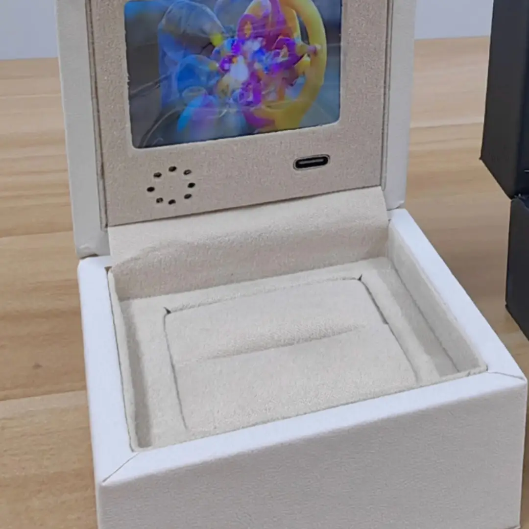Square Jewelry Box With An LCD Video Screen For Rings