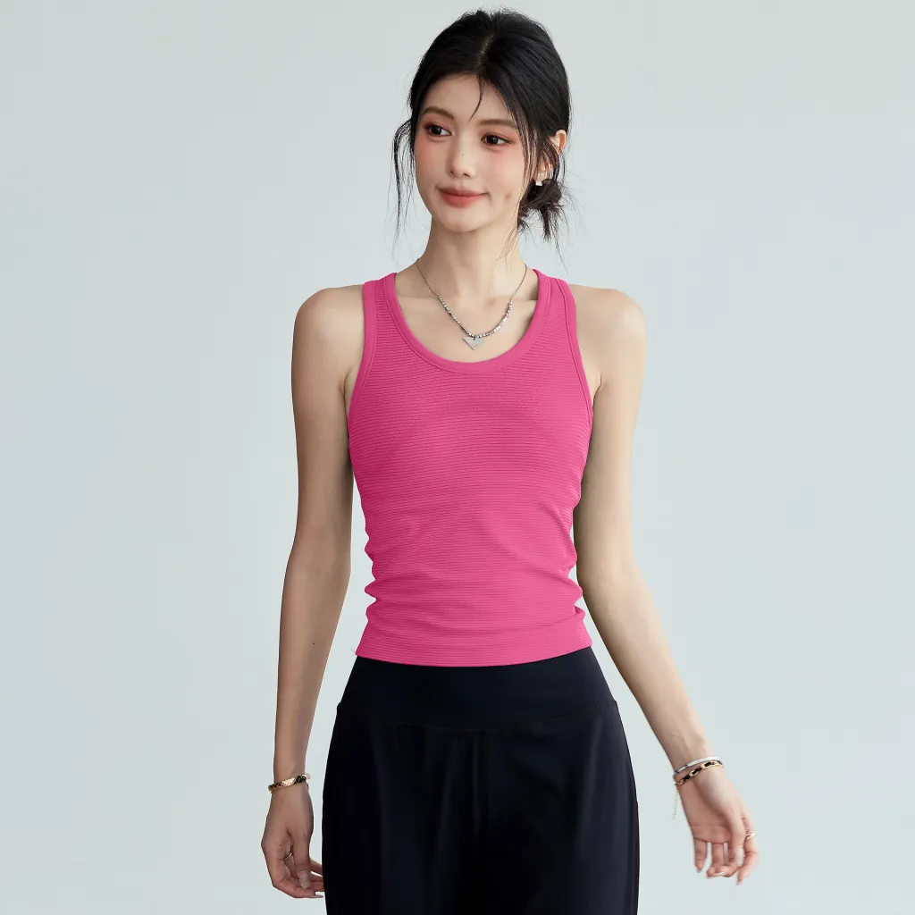 Womens I-beam Back-support Sports Tank Top For Shock-absorbing Running - Tan