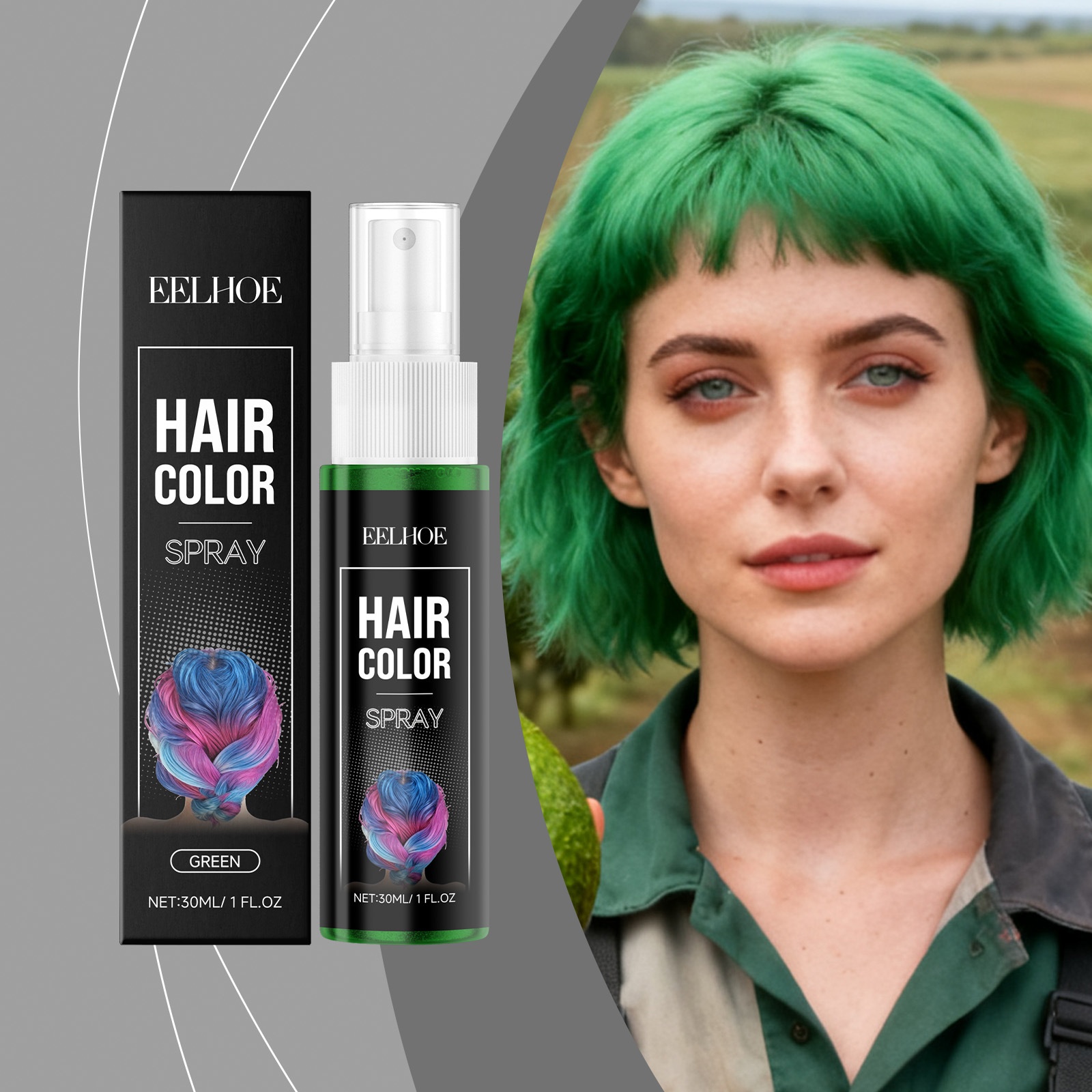 Green Temporary Hair Spray For A Cool Stylish Look With Natural Even Color That Lasts