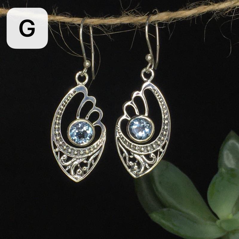 Sterling Silver Natural Crystals Vintage Ethnic Fairy Drop Earrings