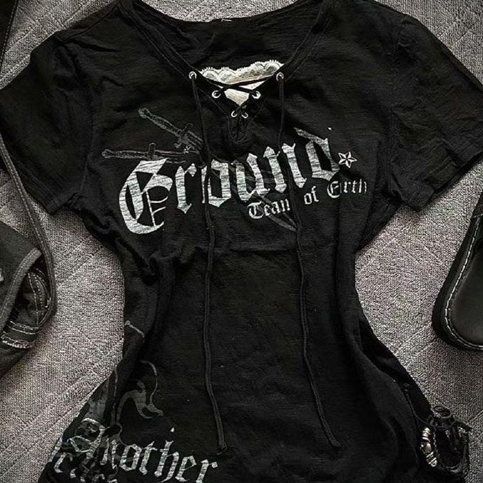 Vintage Punk Short-Sleeve T-Shirt With A Spice Girls Print