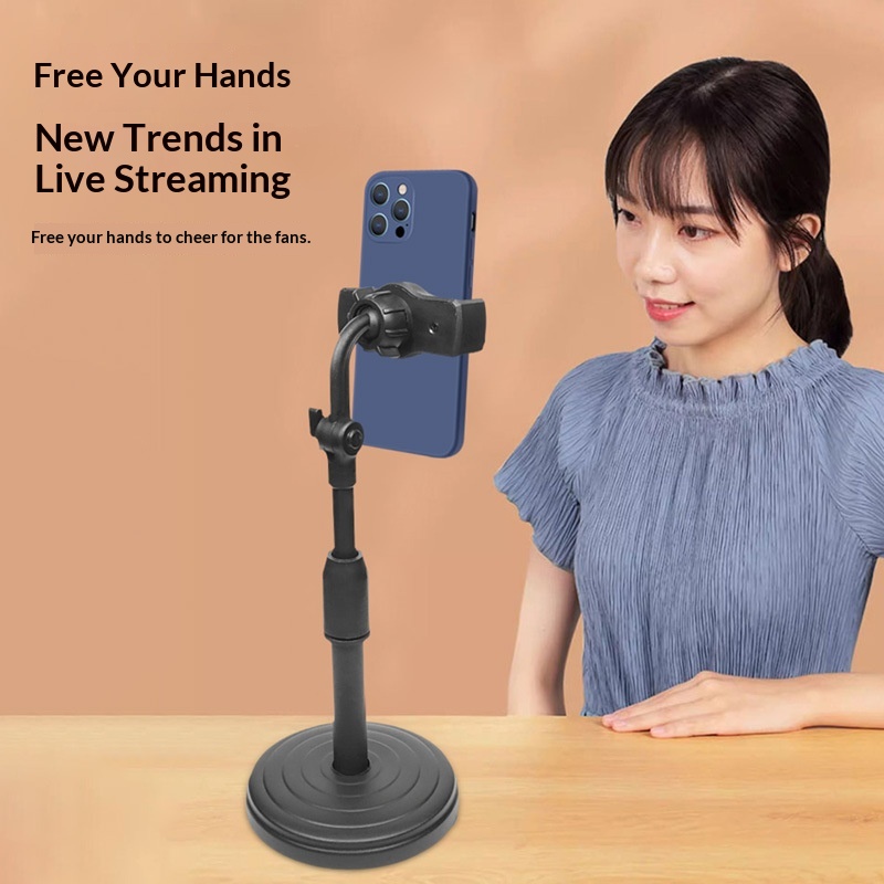 Desktop Phone Holder With Adjustable Height And Retractable Circular Base