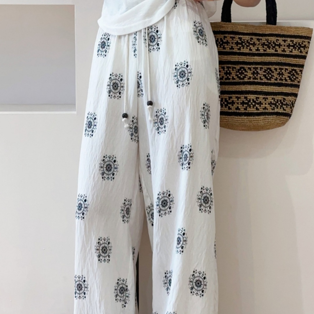 Bohemian-style Linen Wide-leg Pants For Women Perfect For Summer