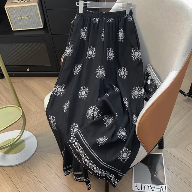 Bohemian style Linen Wide leg Pants For Women Perfect For Summer Black - Shop at LoveMi