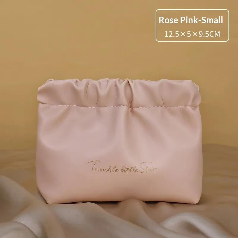 Large-capacity Cosmetic Bag With Dual Zippers - Rose