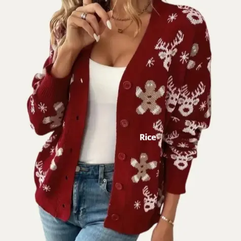 Womens Printed Drop-Shoulder Cardigan Sweater