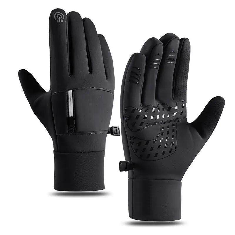 Outdoor waterproof gloves winter zipper touch screen