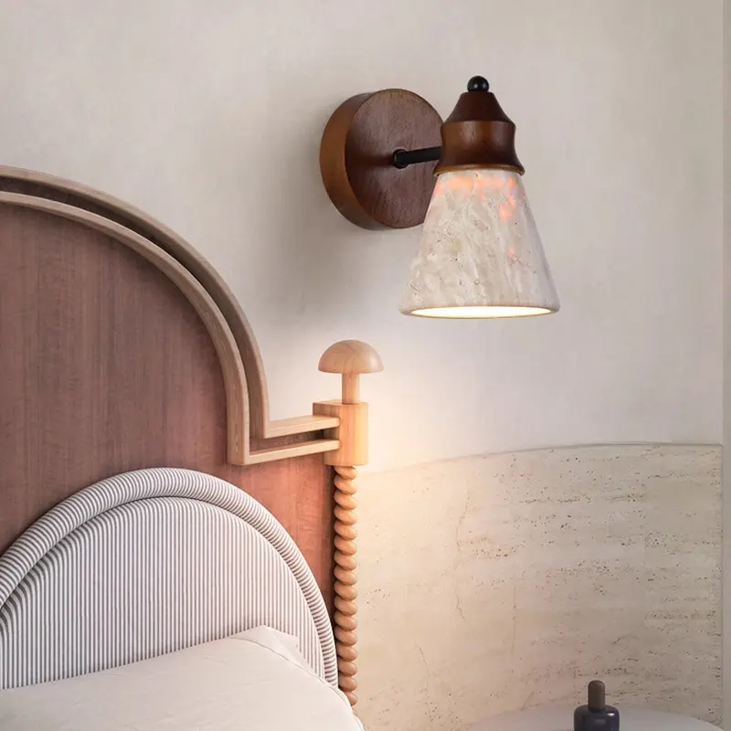 Yellow Cave Stone Wall Lamp Middle-ancient Cream Silent Style Bedroom