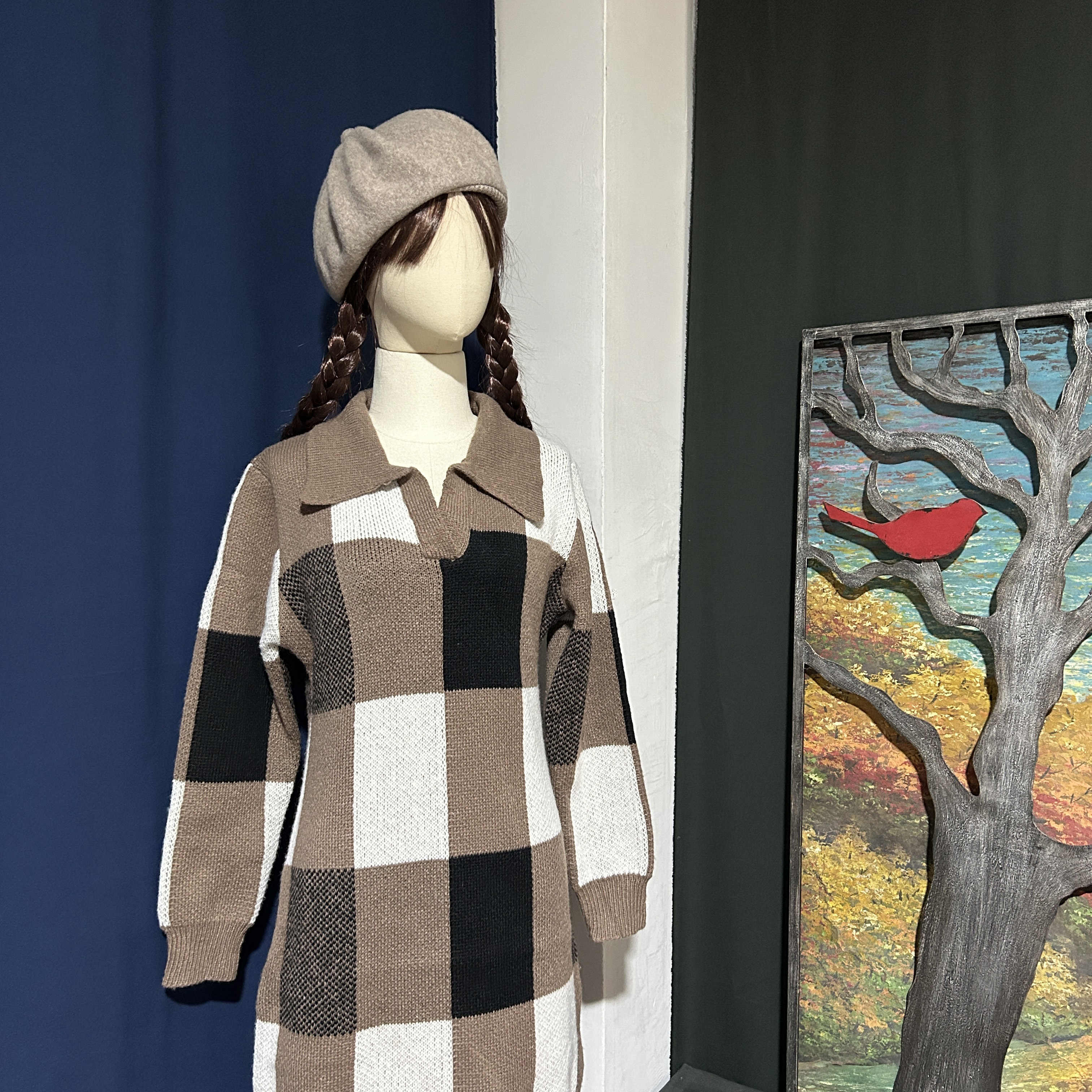 Thickened Knit Dress In Winter Coffee Girl Coffee - Shop at LoveMi