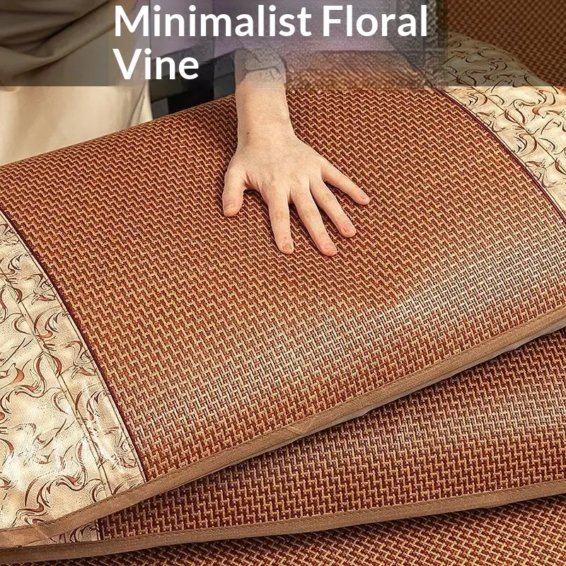 Summer Rattan Mat And Ice Silk Pillowcase