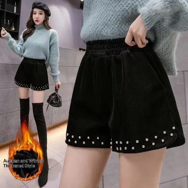 Womens High Waisted Plus Size Casual Wide Leg Pants Loose Shorts Black - Shop at LoveMi