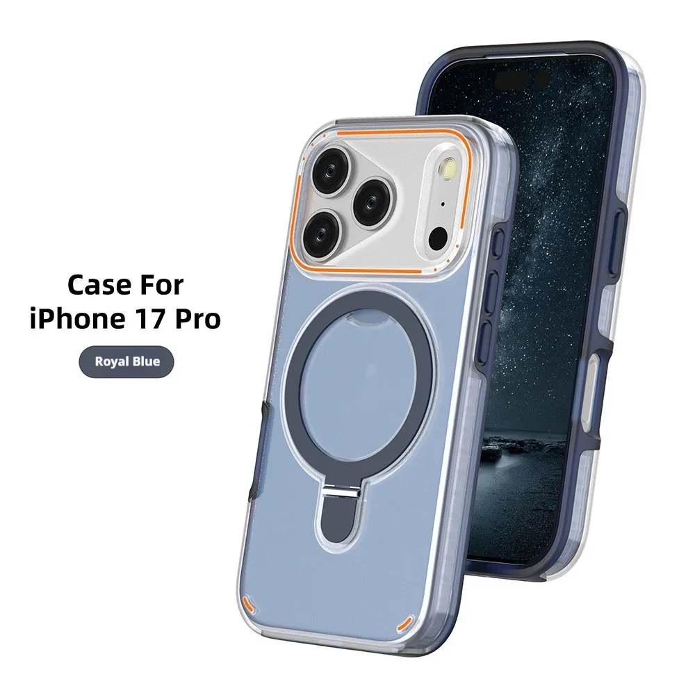 360 Rotation Stand Holder Magnetic Matte Phone Case For I-Phone 17 Pro 17 Max Plus Shockproof Protection Cover Shell – image 4