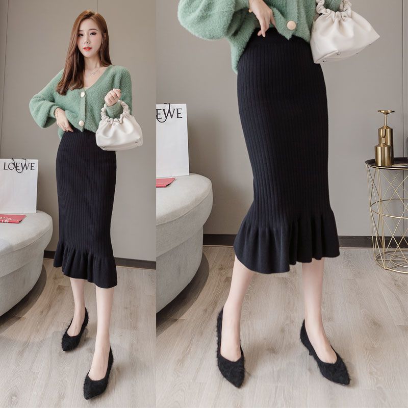 Knitted Skirt With Ruffled Hem High Waist And A Fitted Mermaid Silhouette - Image 3