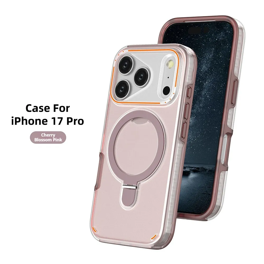 360 Rotation Stand Holder Magnetic Matte Phone Case For I-Phone 17 Pro 17 Max Plus Shockproof Protection Cover Shell – image 6