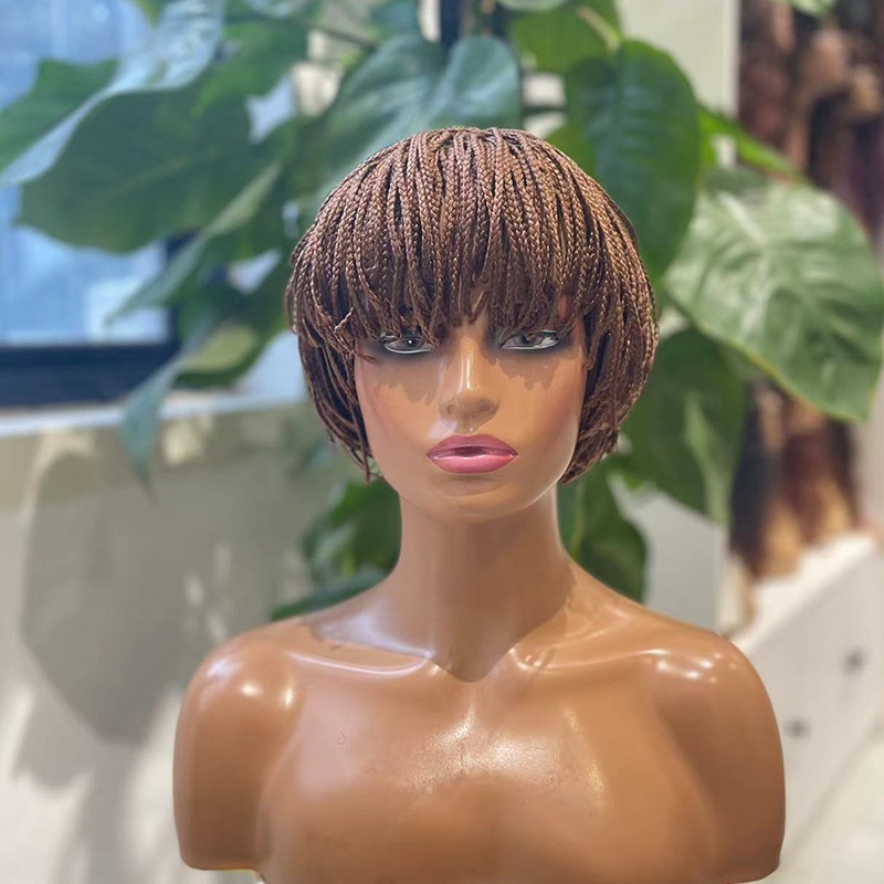 Three-strand Braid Short Hair Mushroom Cut Dreadlock Wig