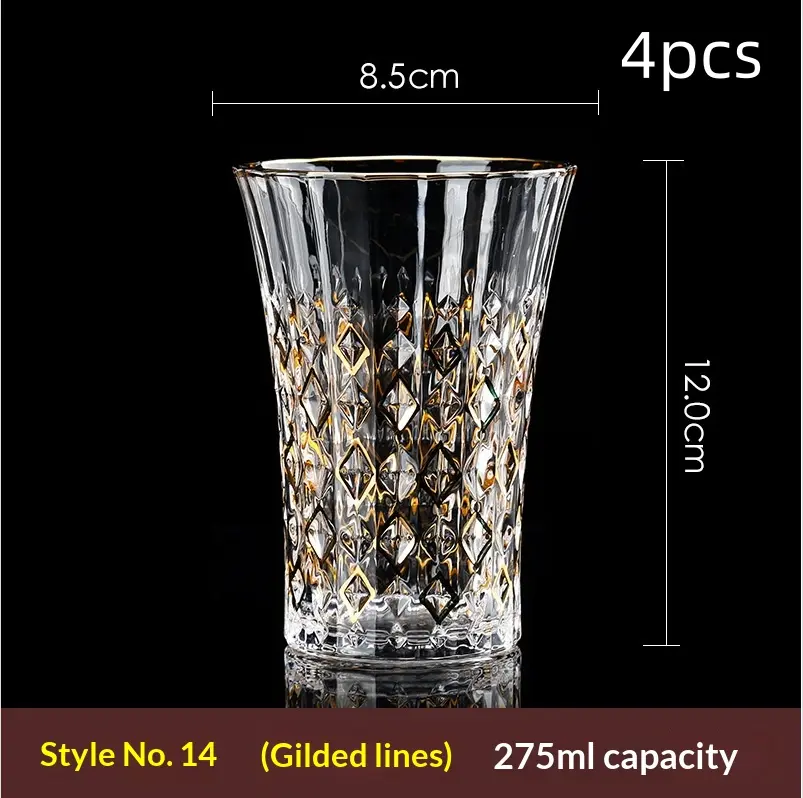 Large Gold-trimmed Gin Crystal Glass
