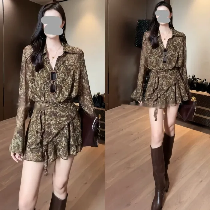 Arrival Sexy Relaxed-fit Slimming High-waisted Chic Dress For Women - Coffee