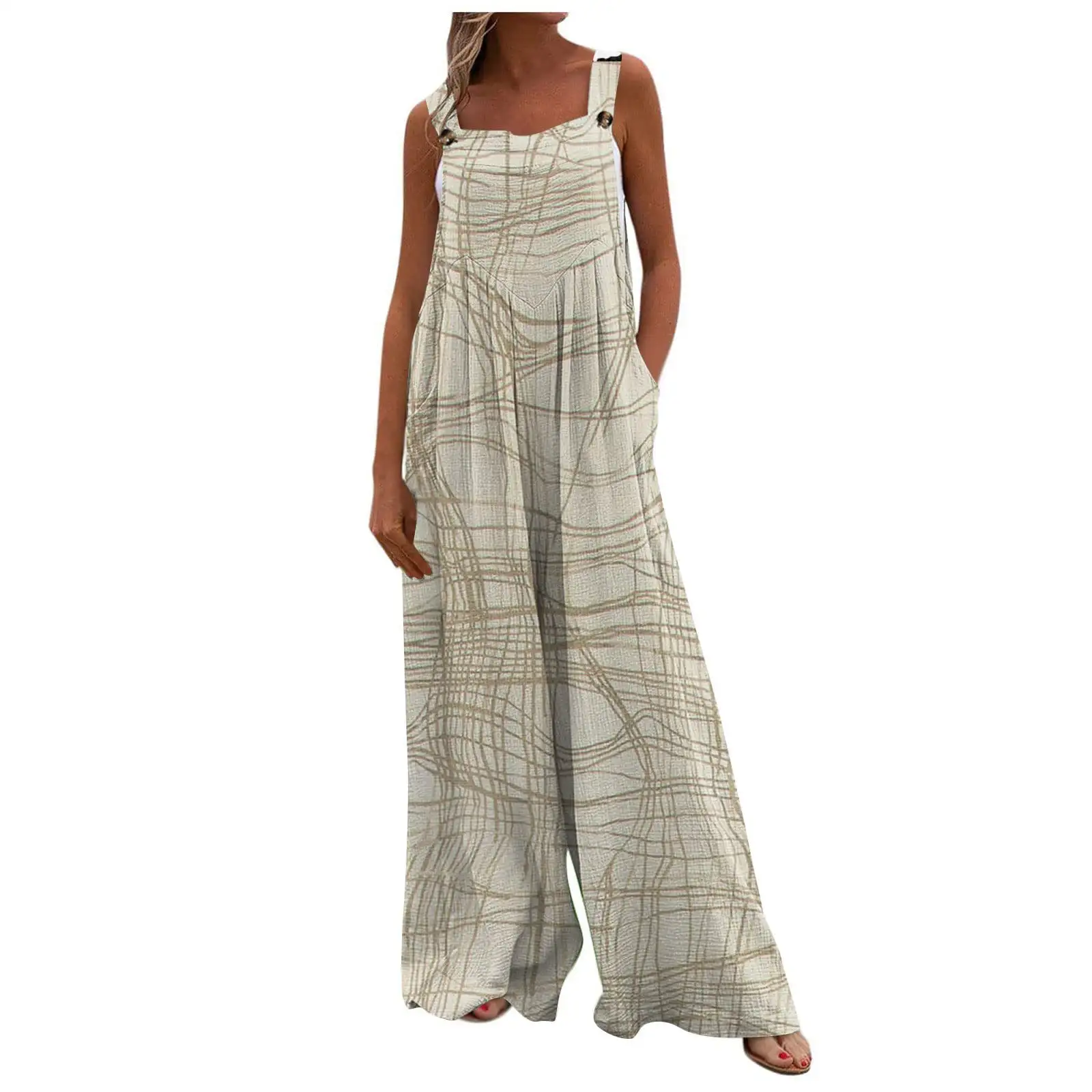 Loose-fit Jumpsuit With Printed Patchwork And Pockets