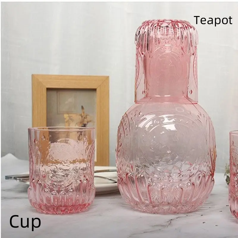 Retro Glass Relief Cold Water Pitcher Set