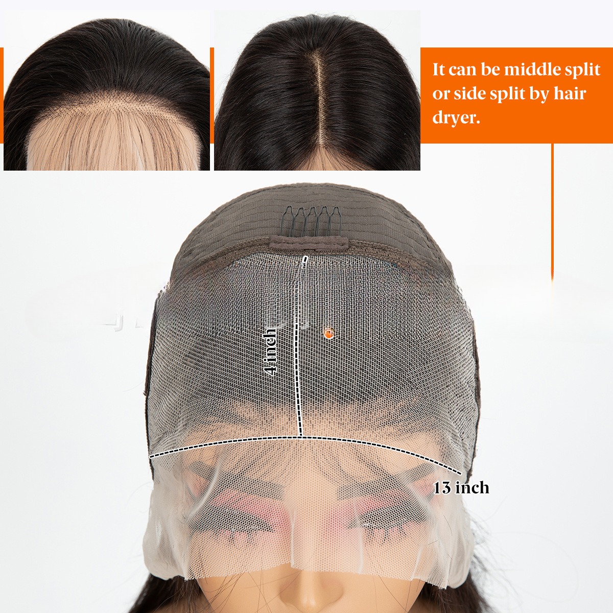 Lace Front Full Head Wigs Double Weft Long Straight Synthetic Hair Extensions 3