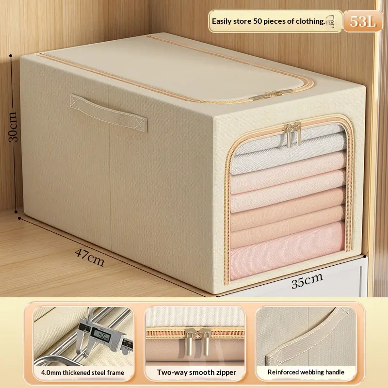 Cotton And Linen Wardrobe Storage Box, Deepened Narrow-slot Design