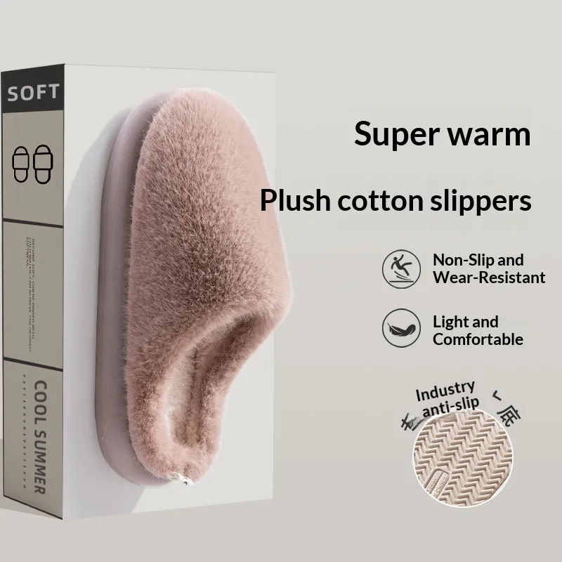 Thick-soled, Cosy Slippers For Indoor Use At Home - Brown