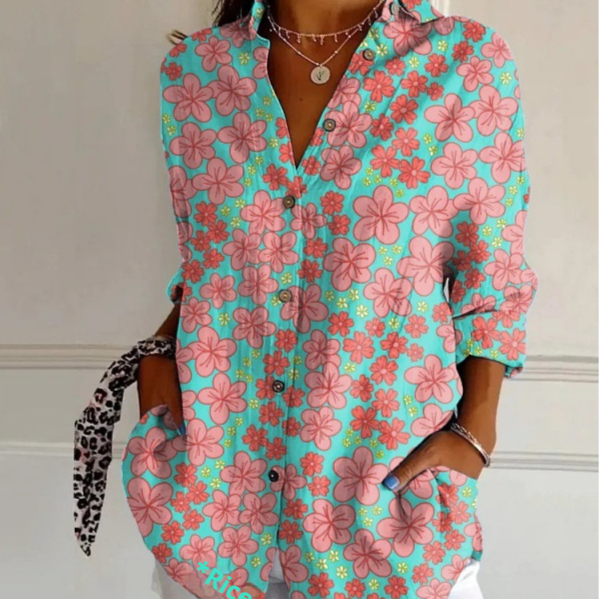 Womens Trendy Long-sleeve Printed Maxi Shirt