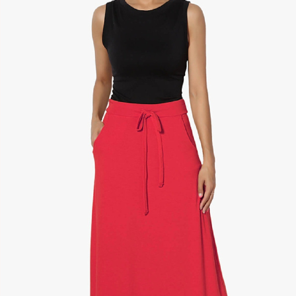 Versatile Solid-Color Drawstring Skirt For Women