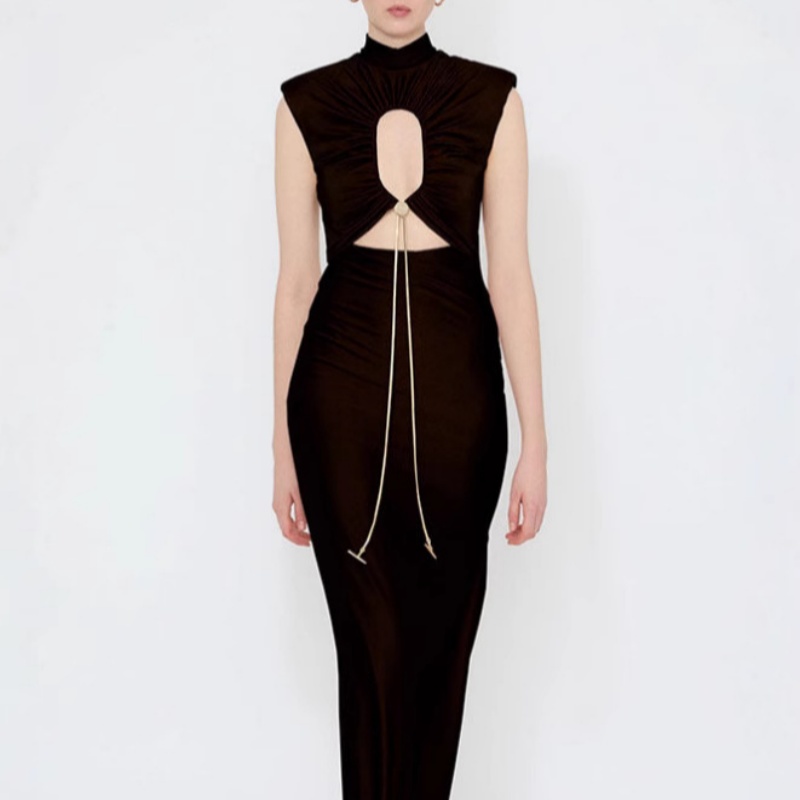 Halterneck Hollow Out Bodycon Dress Black - Shop at LoveMi