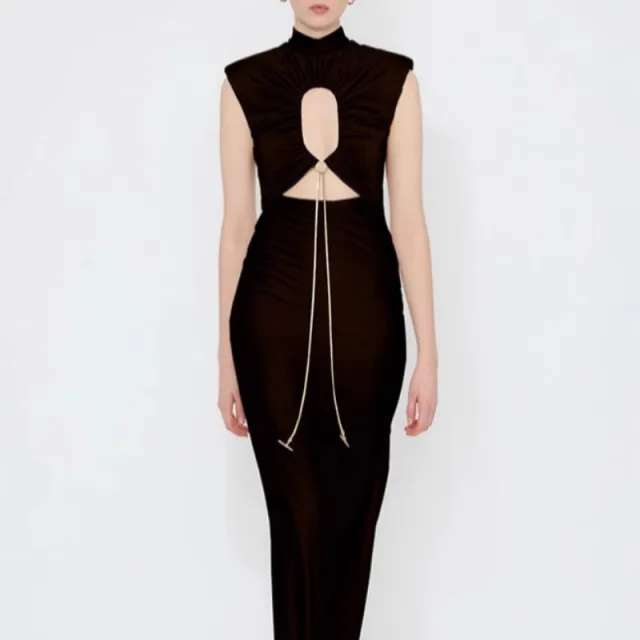 Halterneck Hollow Out Bodycon Dress Black - Shop at LoveMi