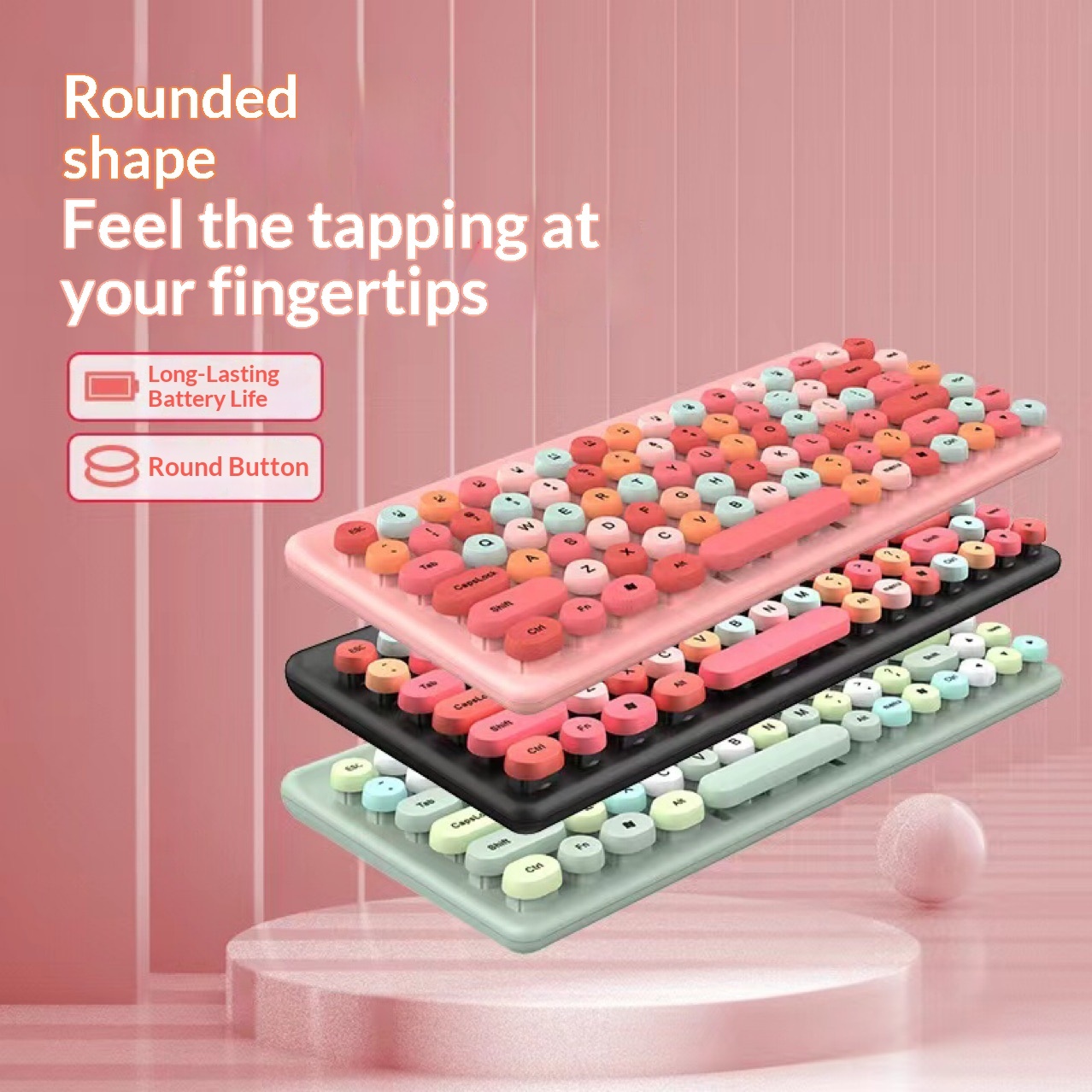 Compact, Mini Wireless Portable Colorful Retro Polka-Dot Key-Mouse Combo