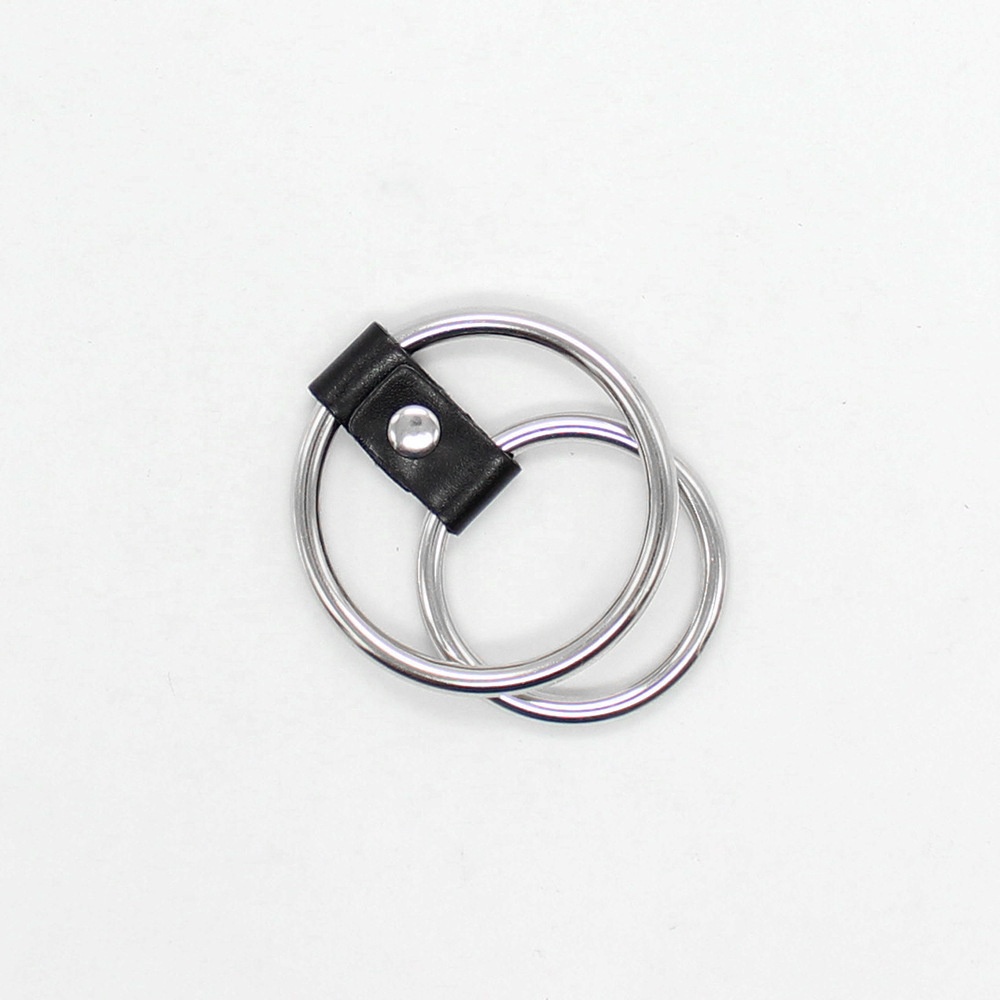Leather Bondage Set For Men Intimate Extension Ring With Metal Props
