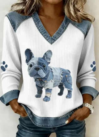Womens Denim Football Jersey With A Crew Neck Featuring A 3D Digital Print - Style29-M