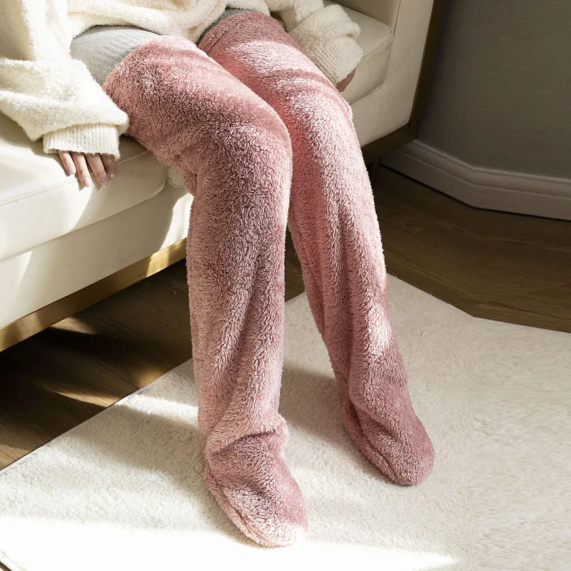 Insulated Thigh-high Socks With Knee Warmers For Extra-thick Knee Joint Protection - Pink