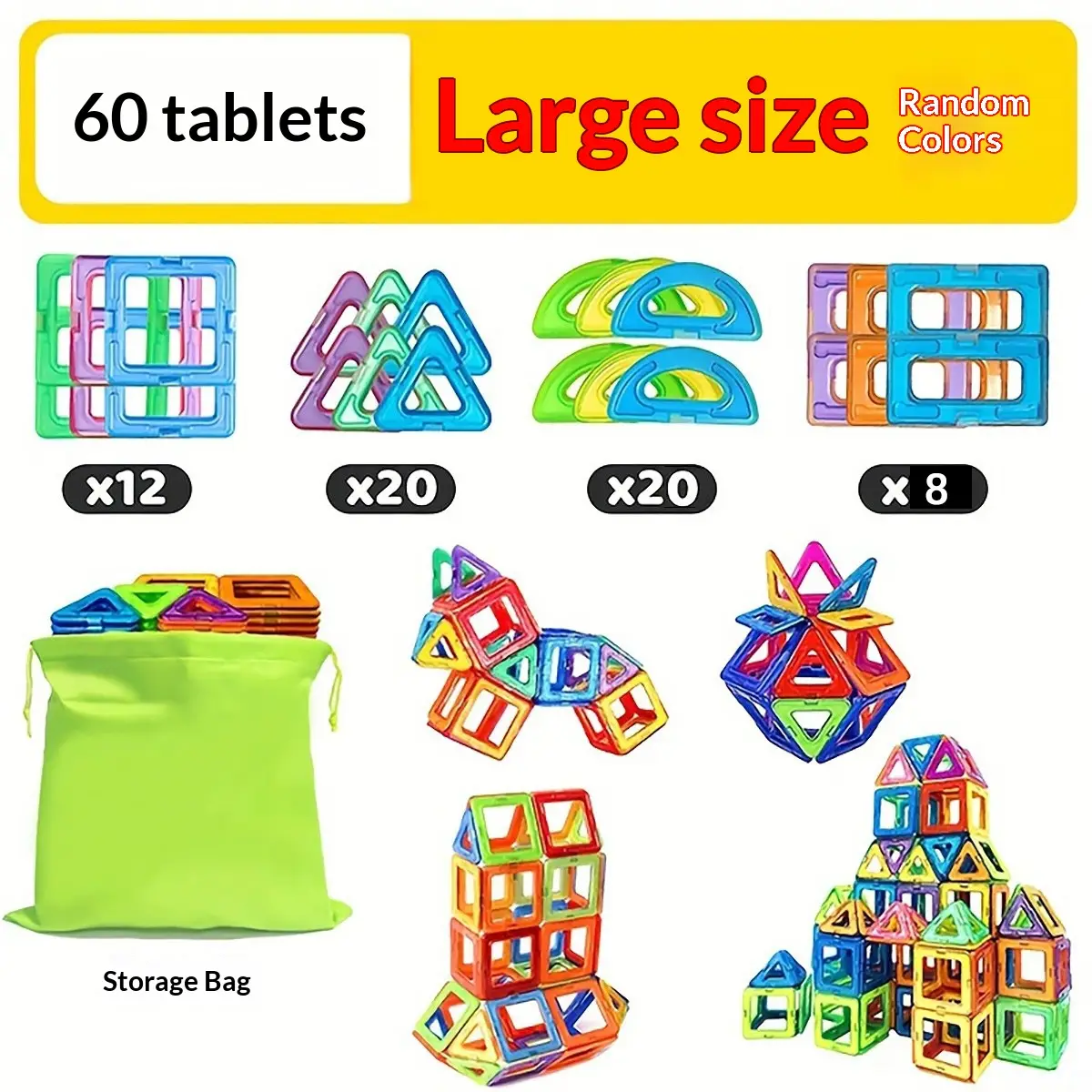 Large Magnetic Tilesfun Educational Building Toys For Creative Play