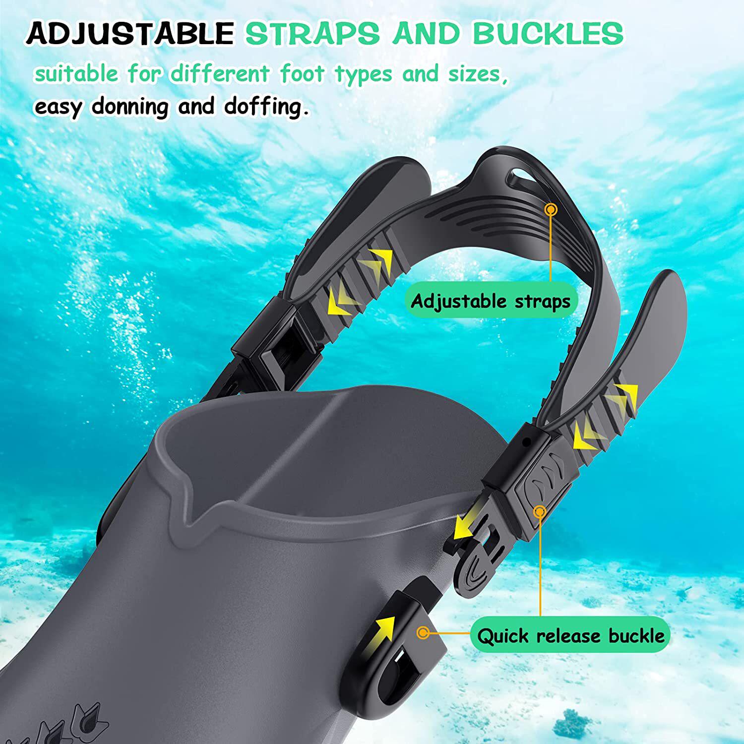 Adjustable Short Snorkel Fins Open Heel Travel Size