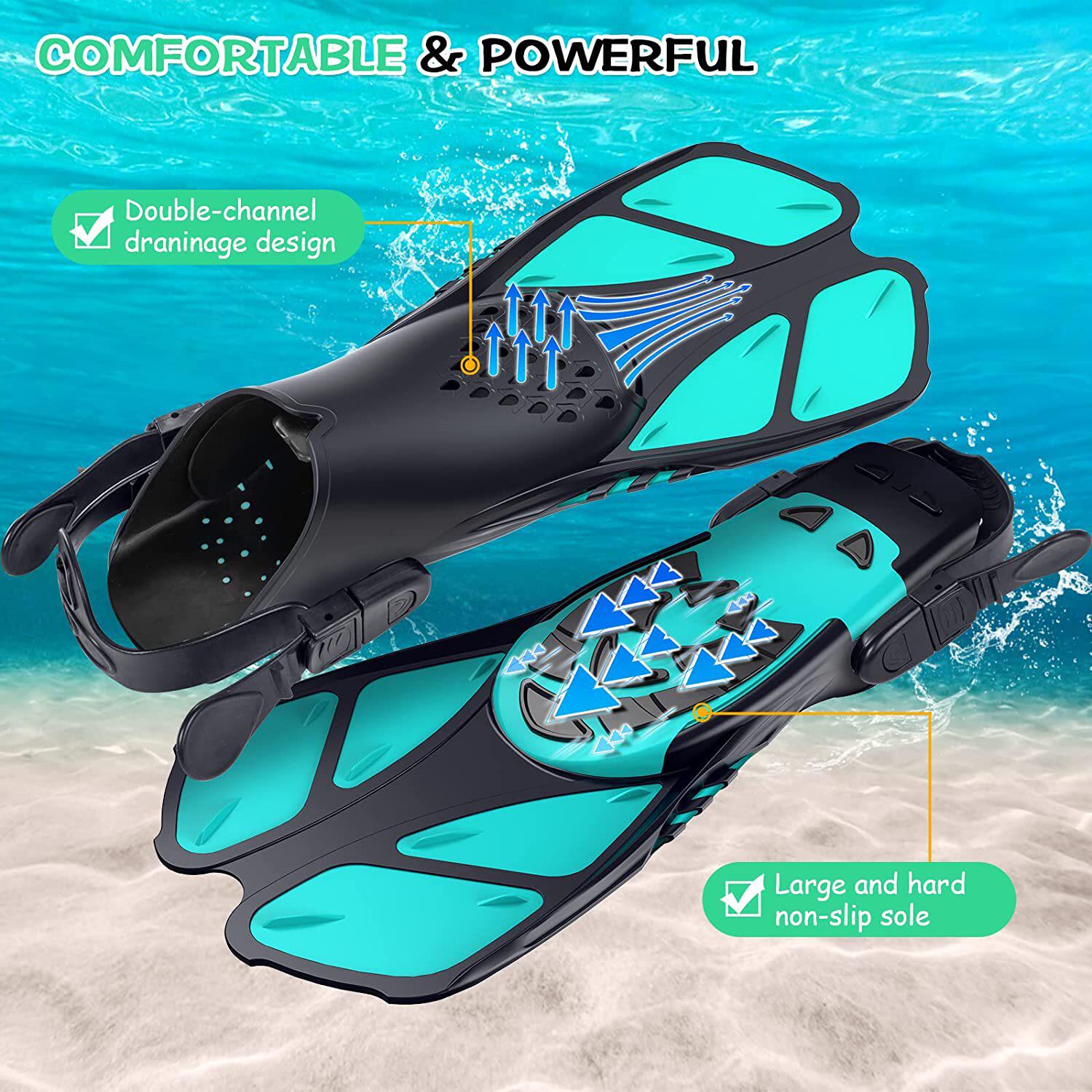 Adjustable Short Snorkel Fins Open Heel Travel Size