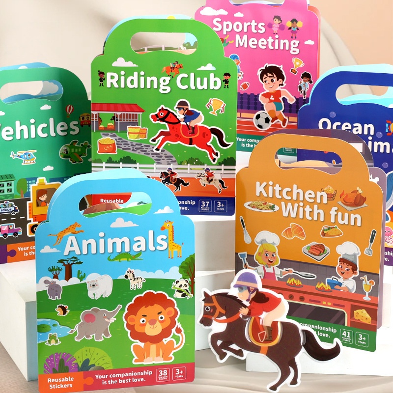 Quiet Book Jelly Stickers Early Education Puzzle Cartoon Play Stickers For Kids Puzzle Board Toy