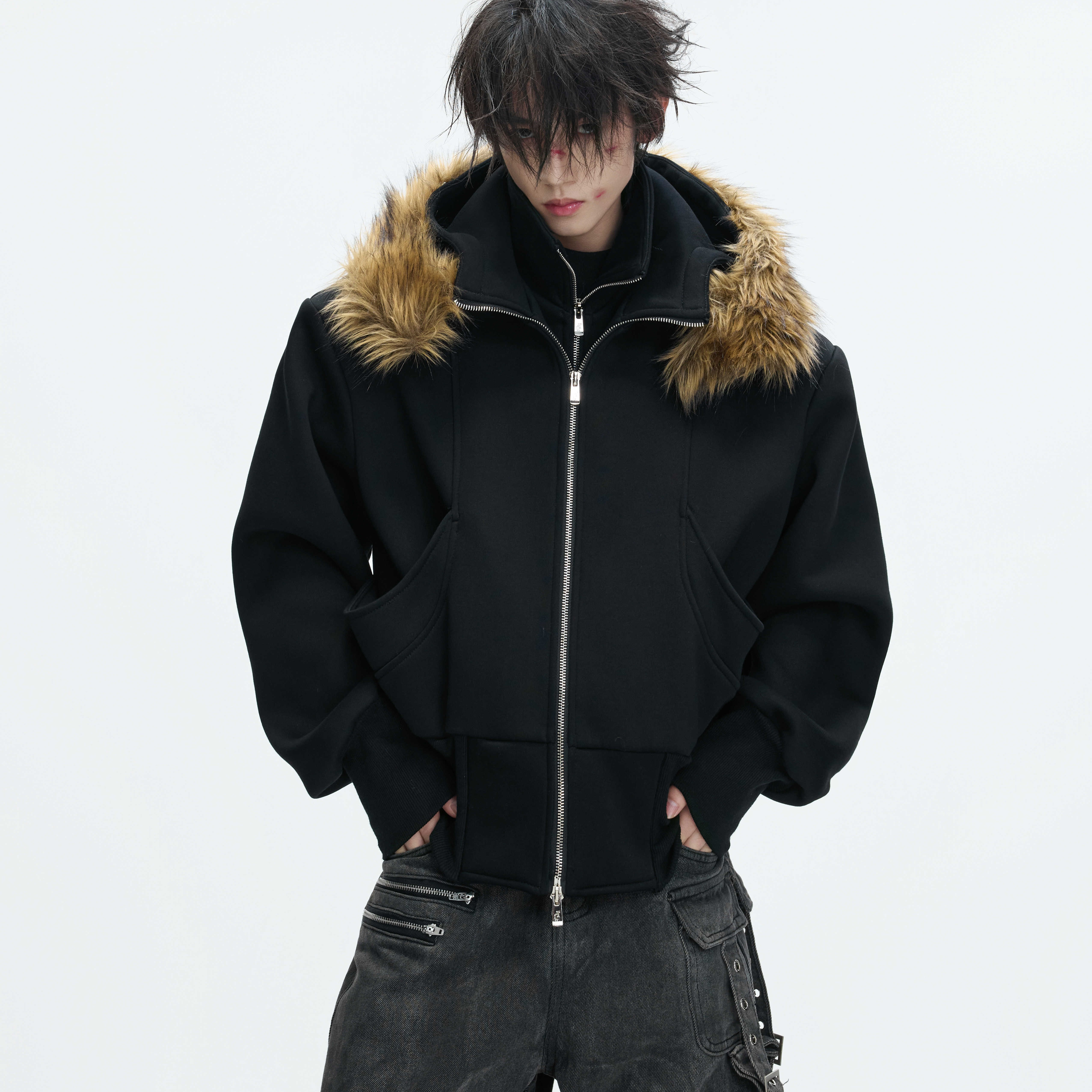 Fake Two-piece Hooded Sweatshirt Jacket For Winter