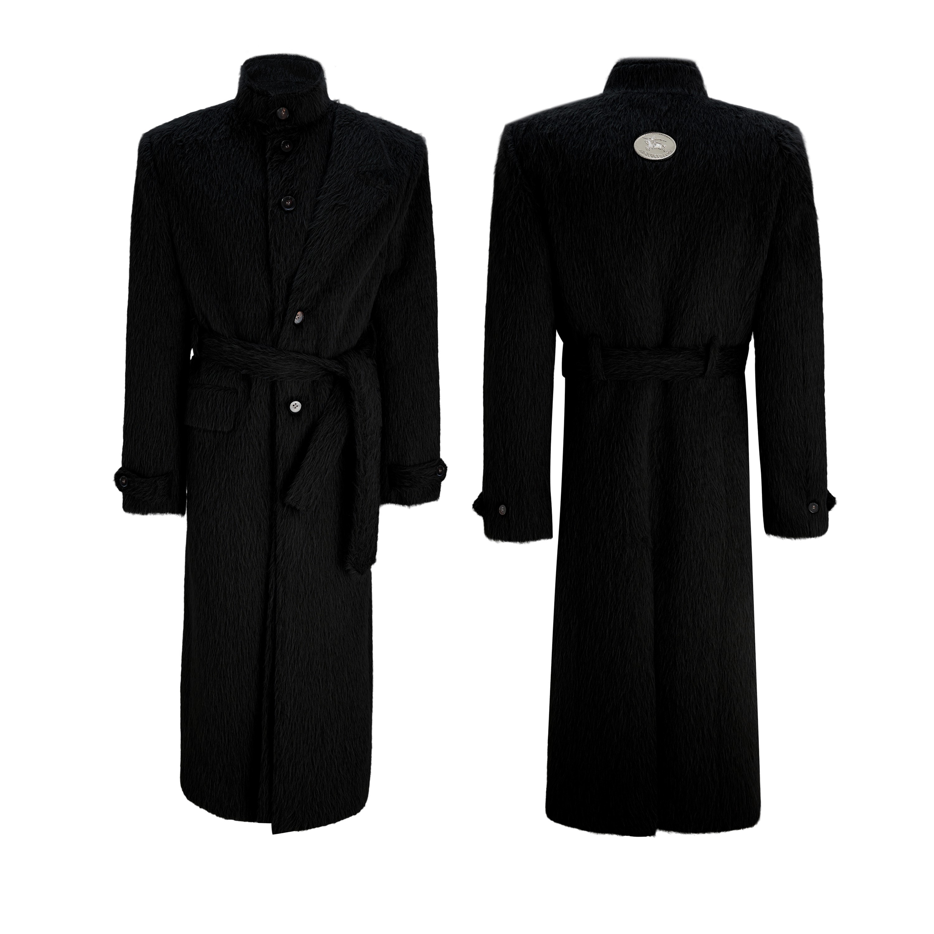 Long Alpaca Wool Trench Coat With A Tie-waist Design