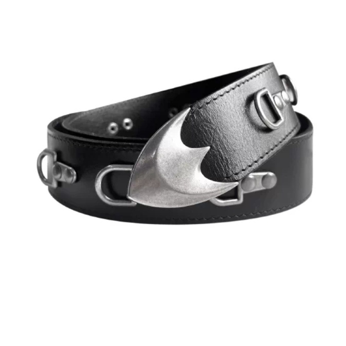 Adjustable Saddle-buckle Leather Belt With Hook-and-loop Fastener