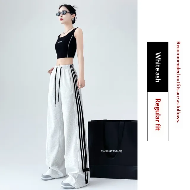 Bow knot Sweatpants For Women High waisted And Versatile White - Shop at LoveMi