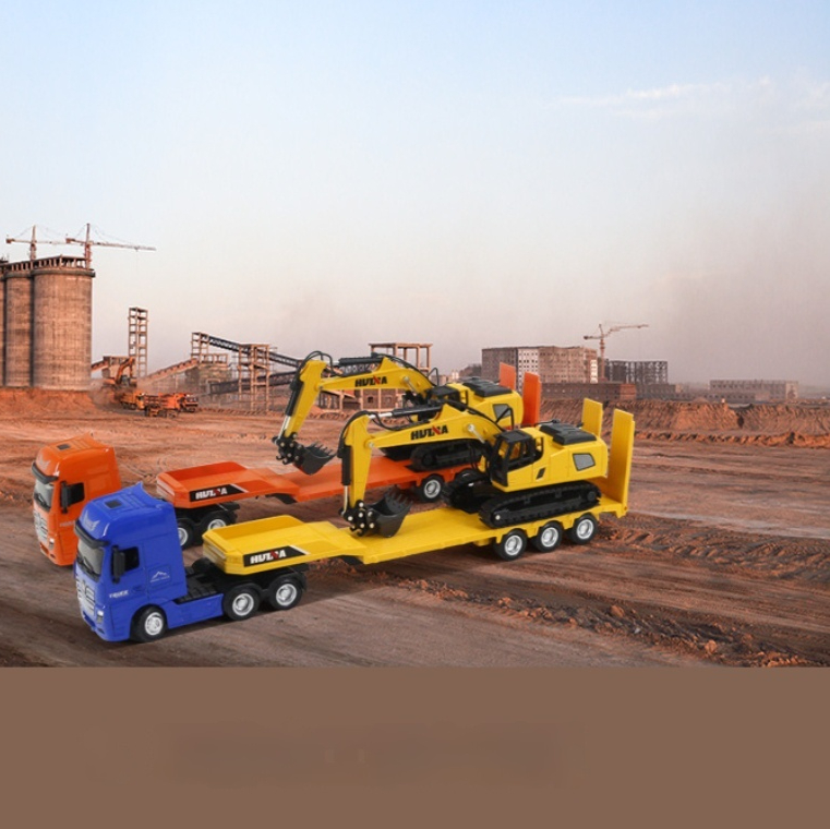 Alloy Flatbed Trailer Excavator Static Childrens Display Piece