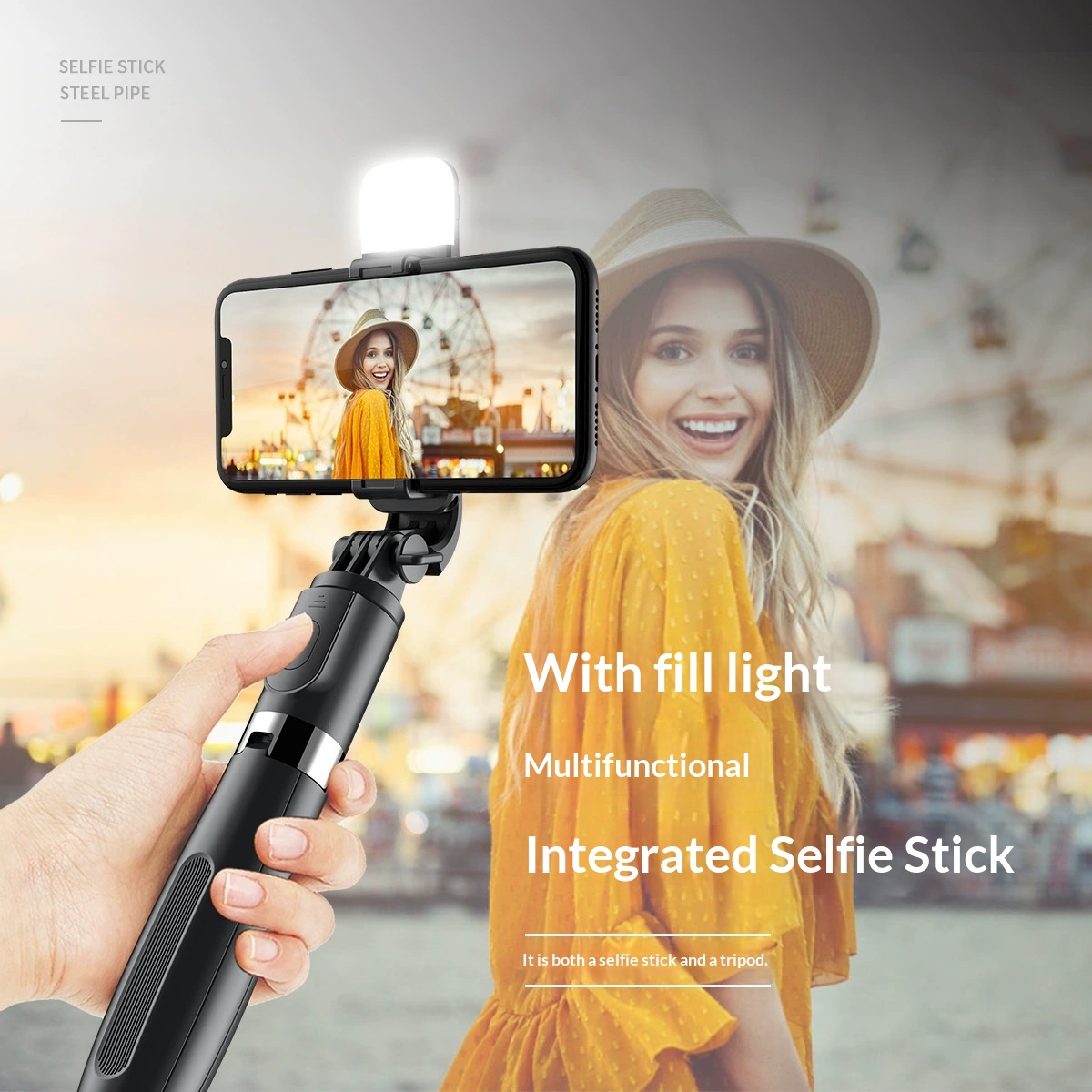 Bluetooth Remote-Controlled Live-Streaming All-in-One Tripod With Fill Light And Selfie Stick For Phones