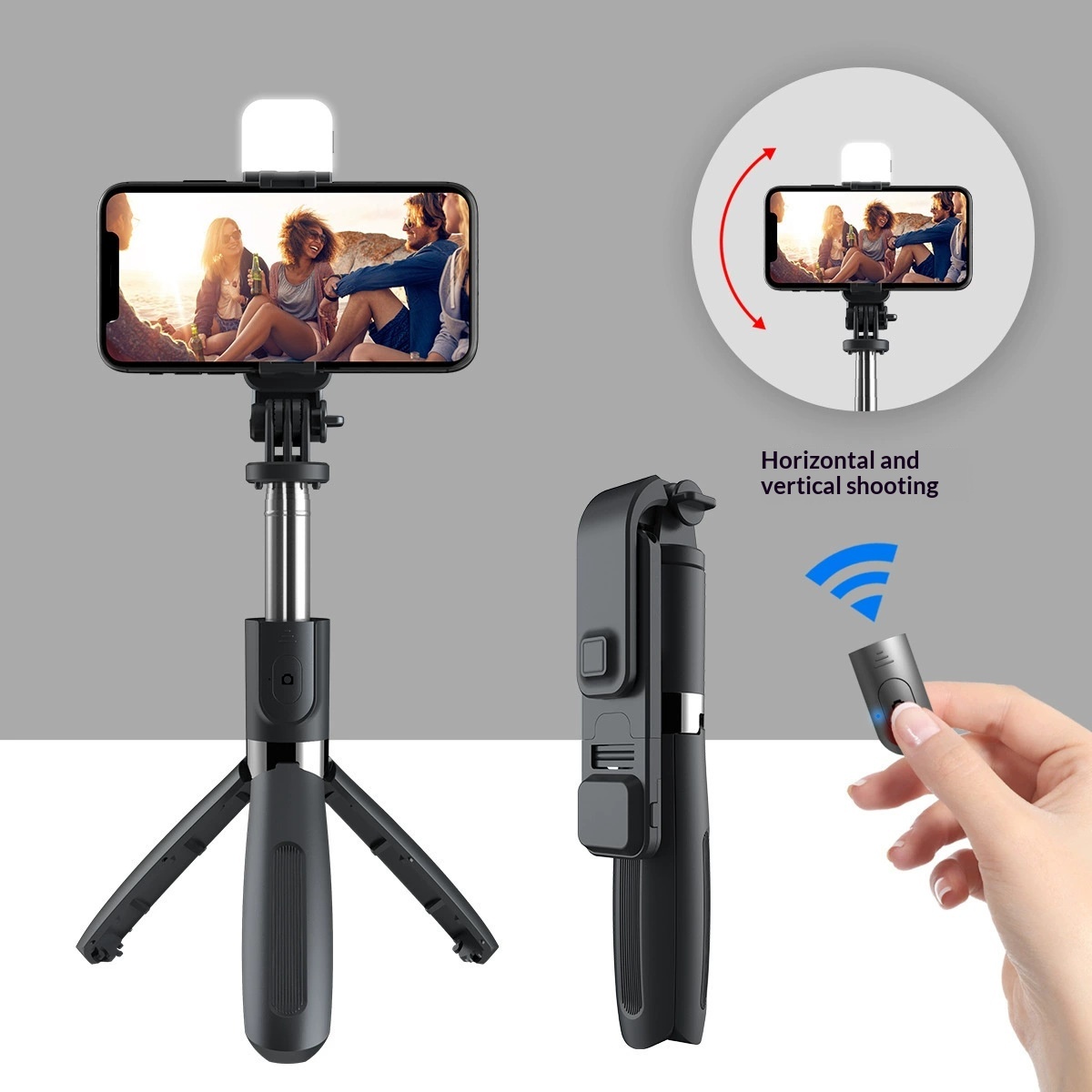 Bluetooth Remote-Controlled Live-Streaming All-in-One Tripod With Fill Light And Selfie Stick For Phones