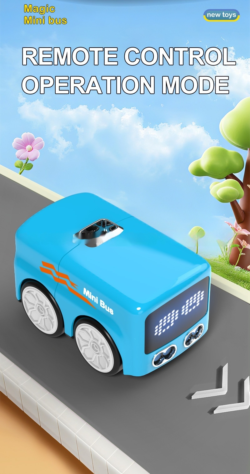 Smart gesture-sensing toy bus in blue for kids