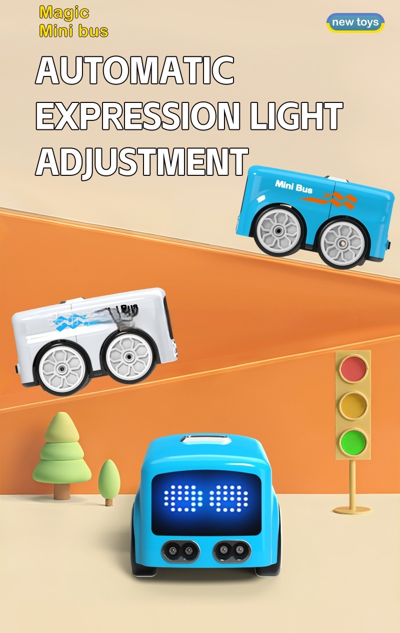 Child using hand gestures to control a smart toy bus