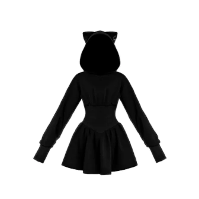 Dark style Halloween Hoodie With Fleece lined Dress For Fall And Winter Black - Shop at LoveMi