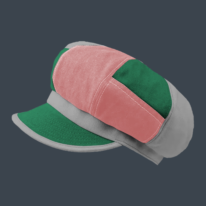 British Retro Patchwork Washed Denim Octagonal Hat image 2